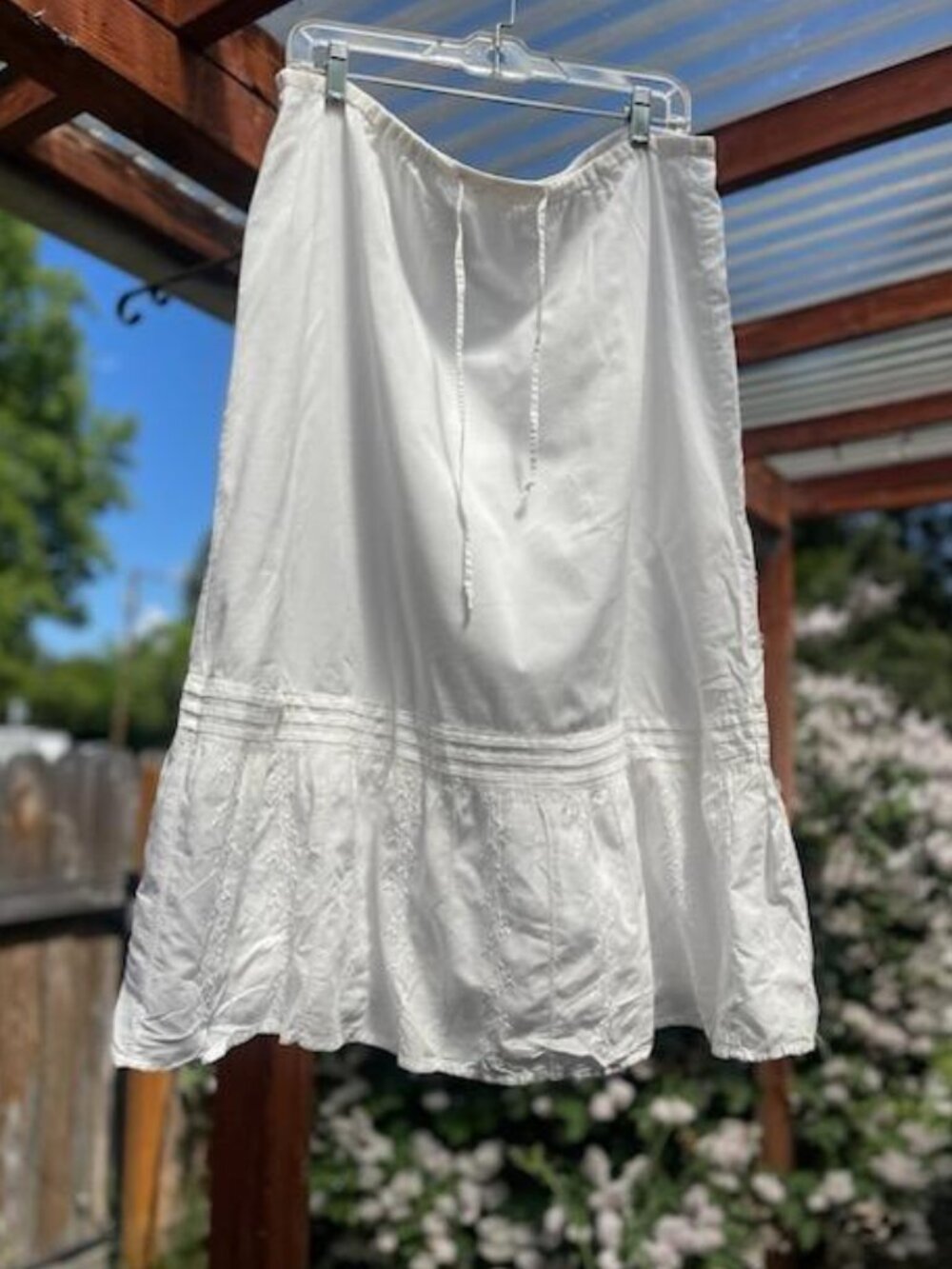 White St. John's Bay Ruffle Skirt- Boho-Cottage Core-Size M